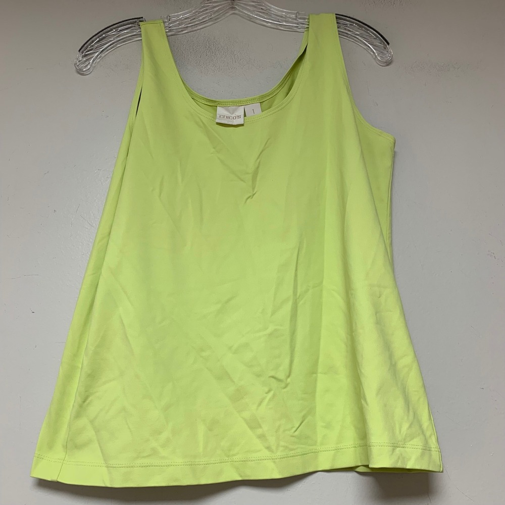 Chico's Tank Top Womens 1 Medium Lime Green‎ Excellent Stretch Scoop Neck Basic
